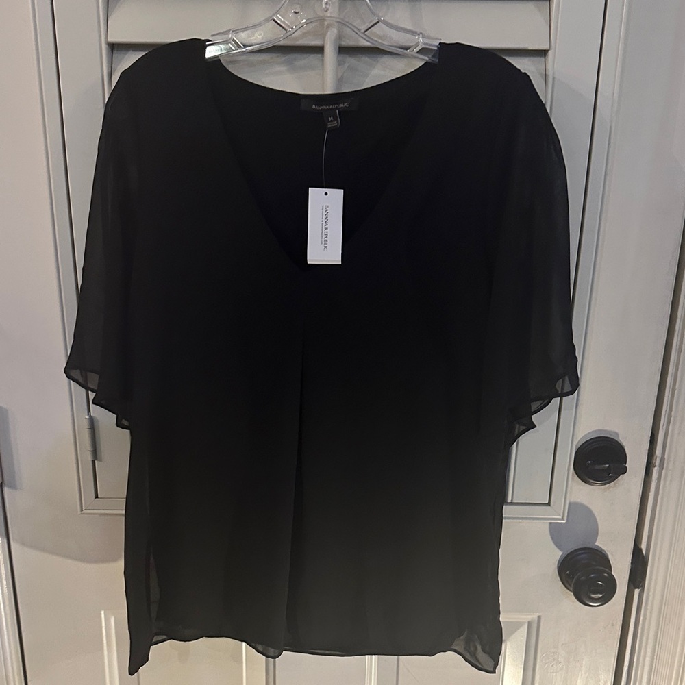 Banana Republic Sheer Black Blouse